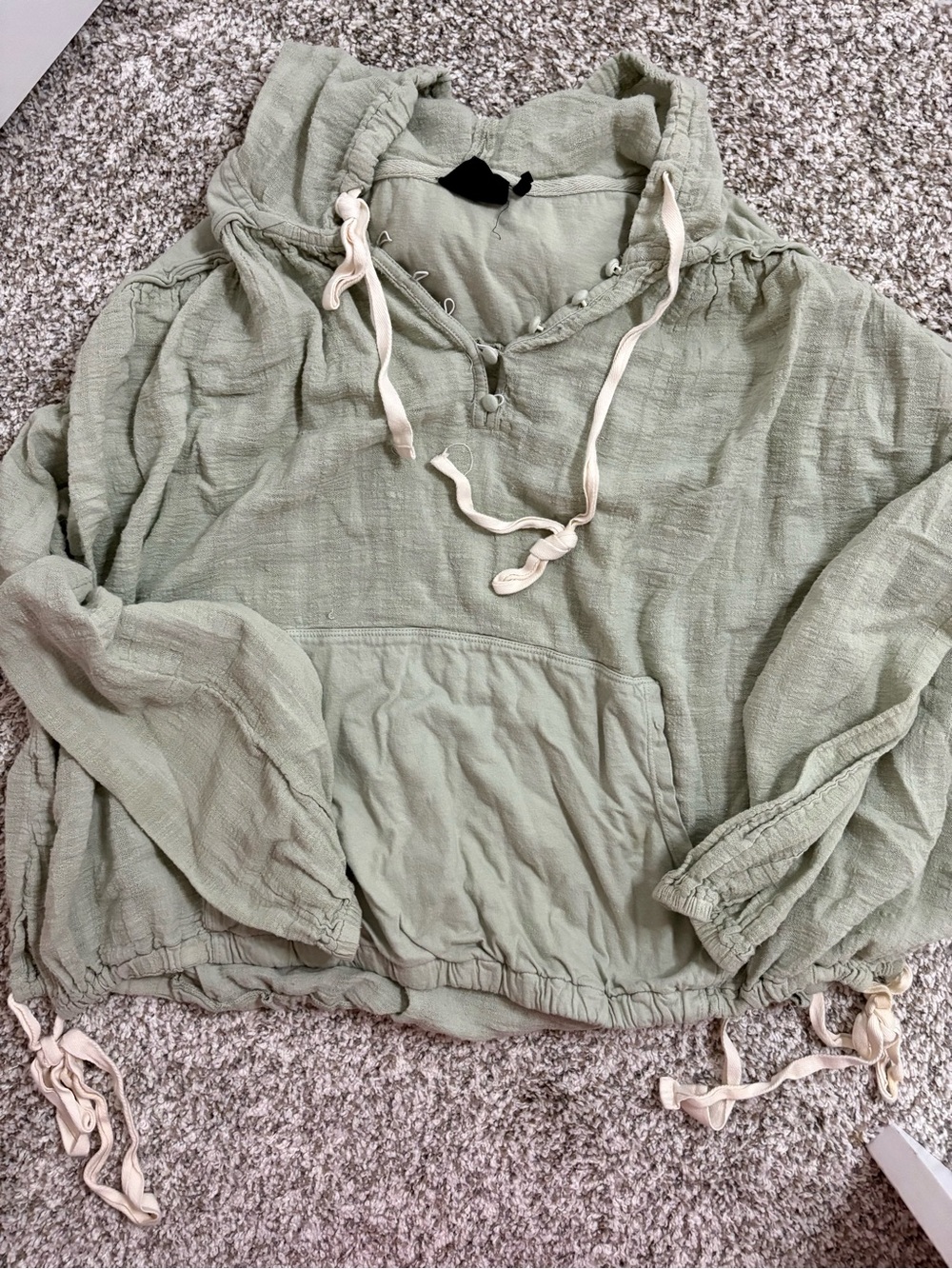 Out From Under Urban Outfitters Helena Gauze Hoodie Top Mint Oversized M - Picture 6 of 6